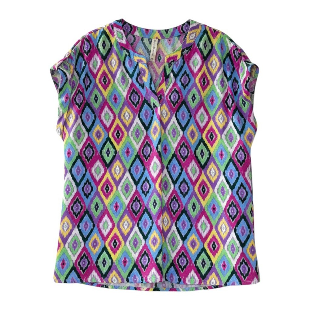 Dear Scarlett Blouse Multicolor Diamond Ikat - XL